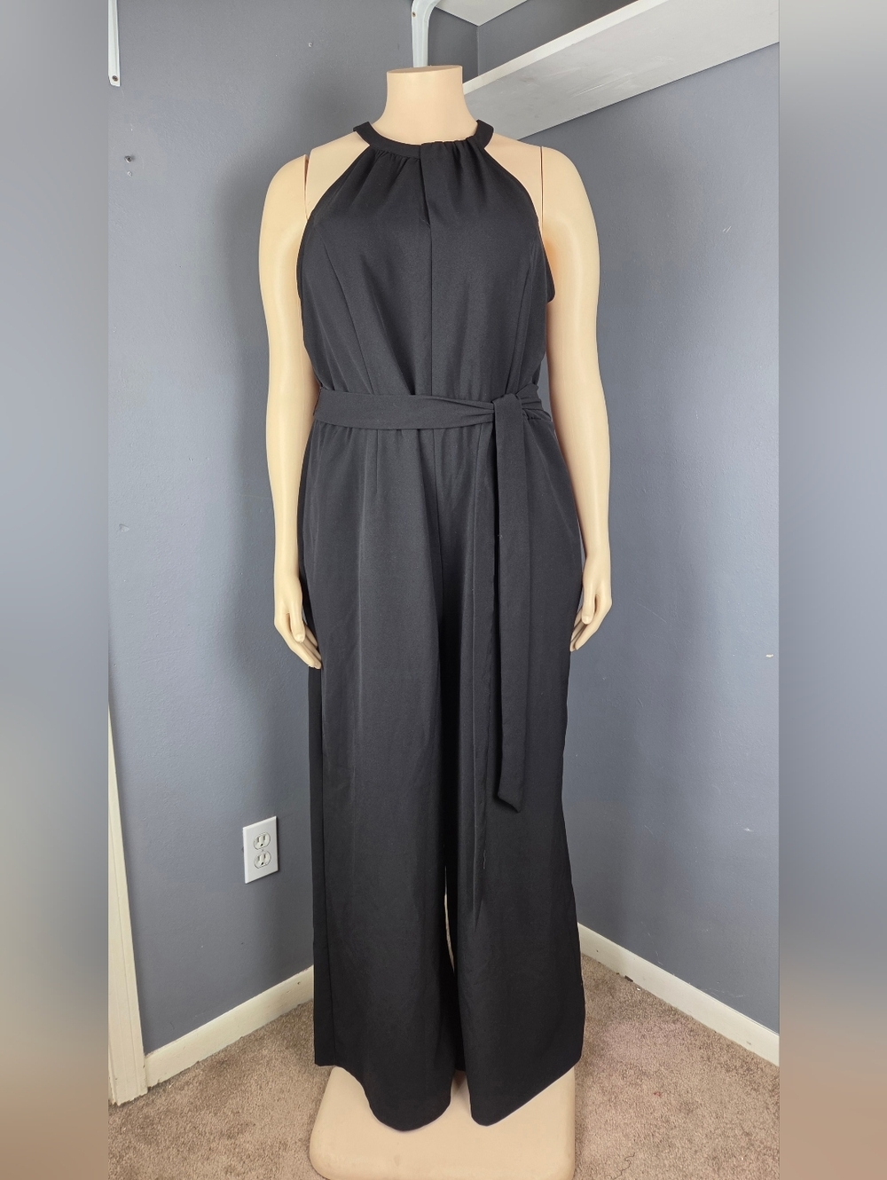Lane Bryant Black Halter-Waist Wide Leg Jumpsuit